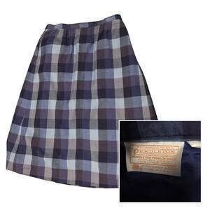 1980s Pendleton Blue Plaid Wood Skirt Aline Midi /Women’s Medium